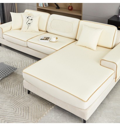 Unveiling Timeless Luxury: Transform Your Space with Our Sofa Cover Elastic Full Leather in Sophisticated Beige